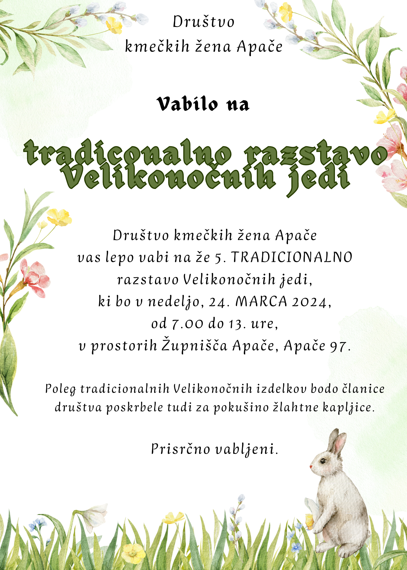 Green Festive Floral Easter Invitation (1)